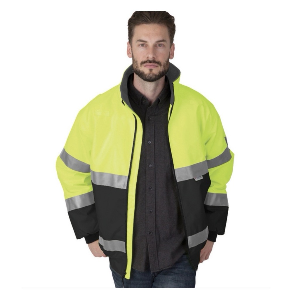 Charles River Hi Vis Jacket Cost Lime Green XL (9732) New *logo* - Picture 10 of 10